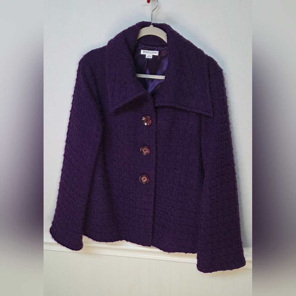Pendleton Womens Knit Peacoat Jacket Size 16 Mohair Blend Large Button 0164